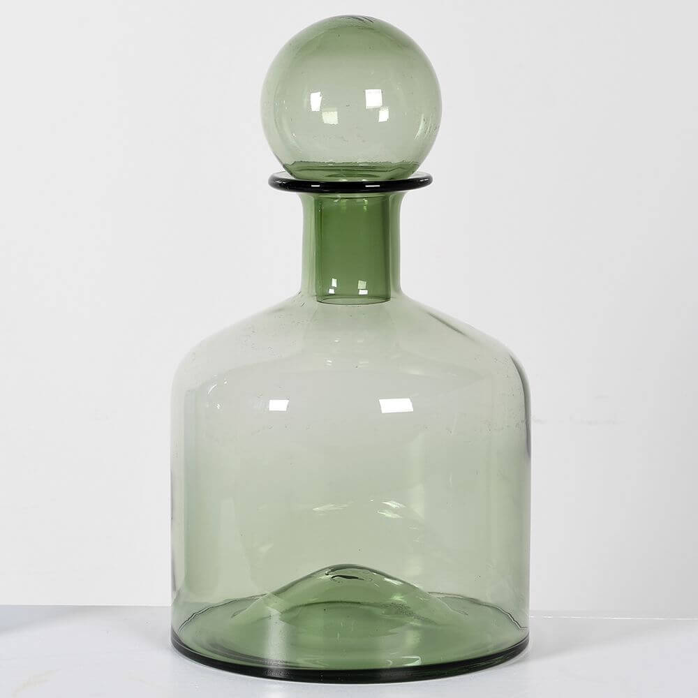 Green Glass Medium Bottle Richard Grafton Interiors